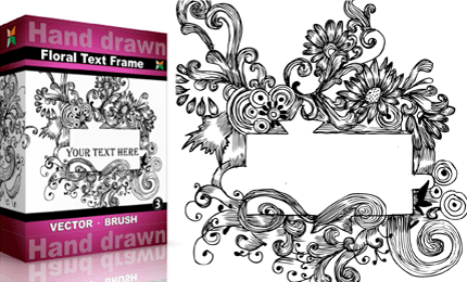 Set.4 : Hand Drawn Floral Text Frame - Vol : 3