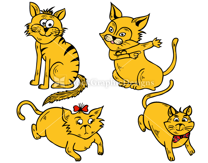 Cartoon Cats -Set-1 | Vector & Photoshop Brushes | Stock Graphic Designs