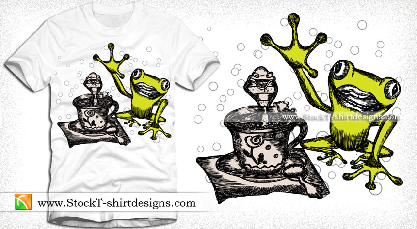 Vector Illustration Cartoon Frog T-shirt Design