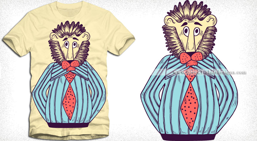 Cartoon Lion Man Vector T-shirt Design