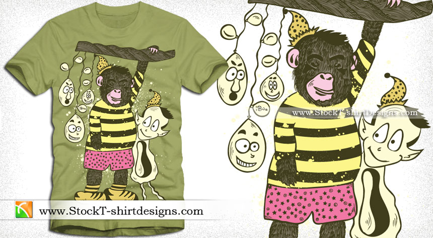 Cute Cartoon Bear T-shirt Design Vector