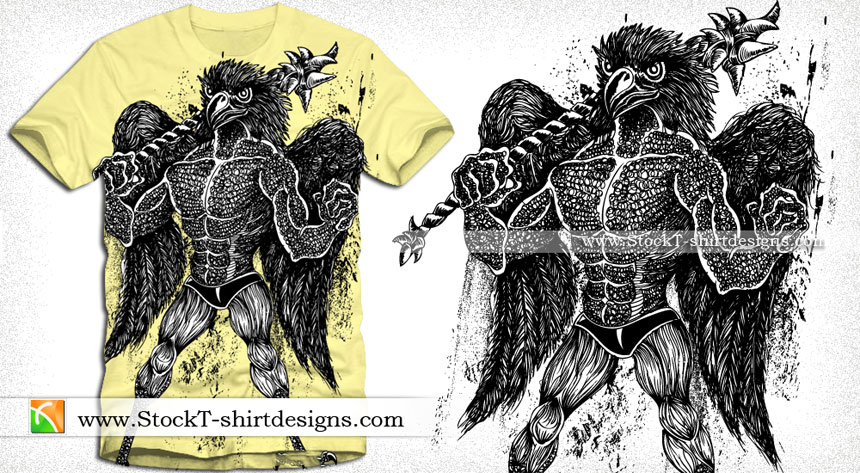 Vector T-shirt Design with Demon Bird