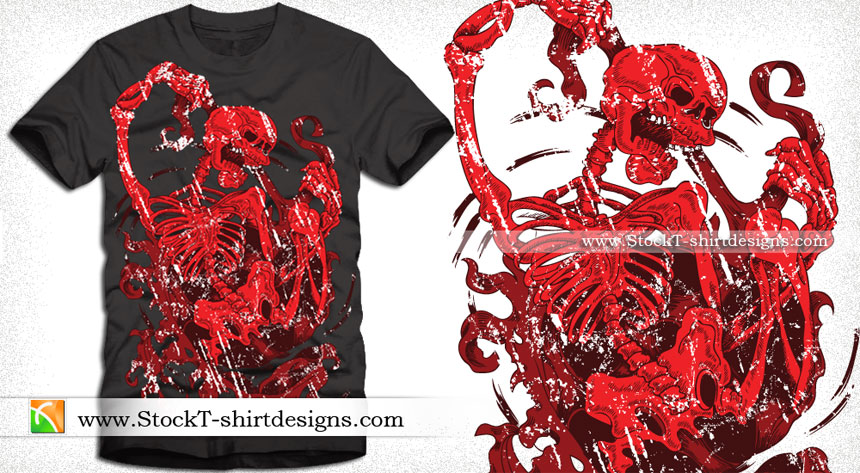 Devil Skeleton T-shirt Design Vector