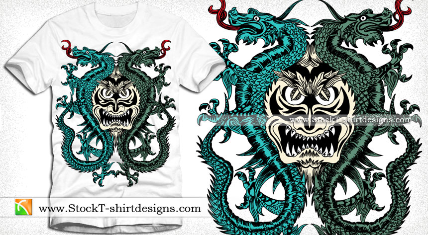Demon with Dragon Vector T-shirt Design