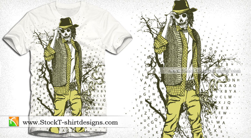 Skull Man with Tree Vector Art T-shirt Design