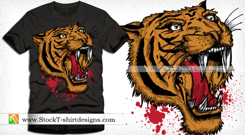 Apparel Vector T-shirt Design with Tiger, Vector T-Shirt Designs, Ai Eps