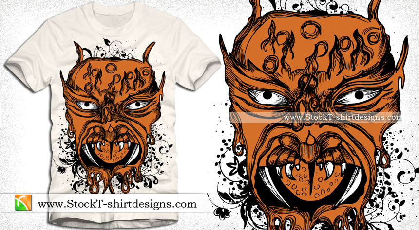 Demon T-shirt Designs with Floral
