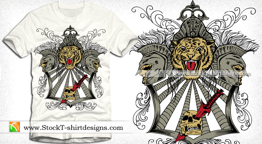 Vector Vintage T-shirt Design with Tiger