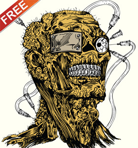 Free Vector Apparel T-shirt Design with Demon Man