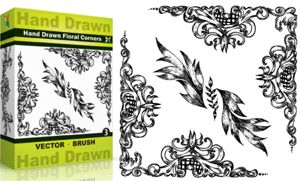 Hand Drawn Floral Corners – Set.5 | Vol : 3