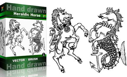 Heraldic Series : Hand Drawn Horse