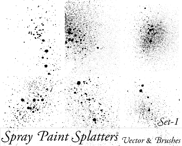 Spray Paint Splatter Vector Illustration Set-1