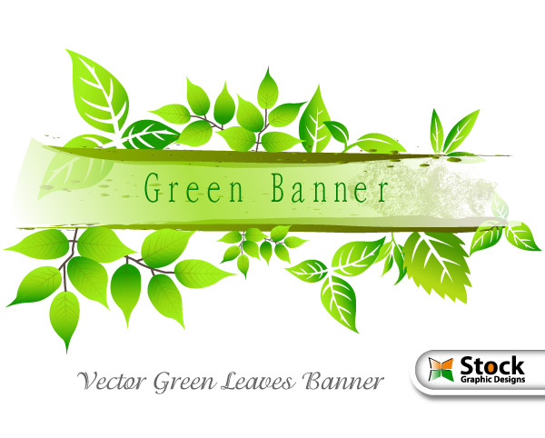 Vector Green Leaves Banner