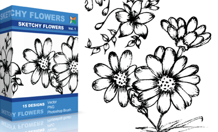 Sketchy Flowers – Set.1 | Vol : 1