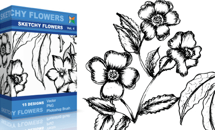 Sketchy Flowers – Set.1 | Vol : 4