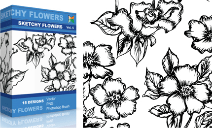 Sketchy Flowers – Set.1 | Vol : 5
