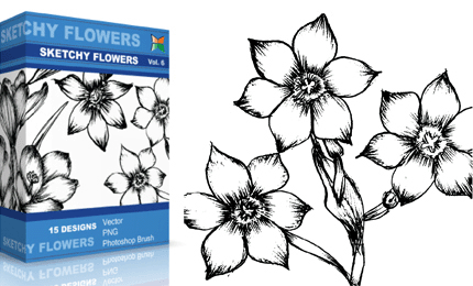 Sketchy Flowers – Set.1 | Vol : 6