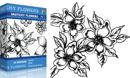 Sketchy Flowers – Set.1 | Vol : 7
