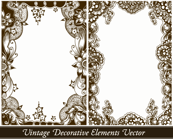 Vintage Decorative Floral Frames Vector Set-1